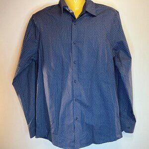 Report Collection Men's Blue Printed Dress Shirt - Size Medium - NWT